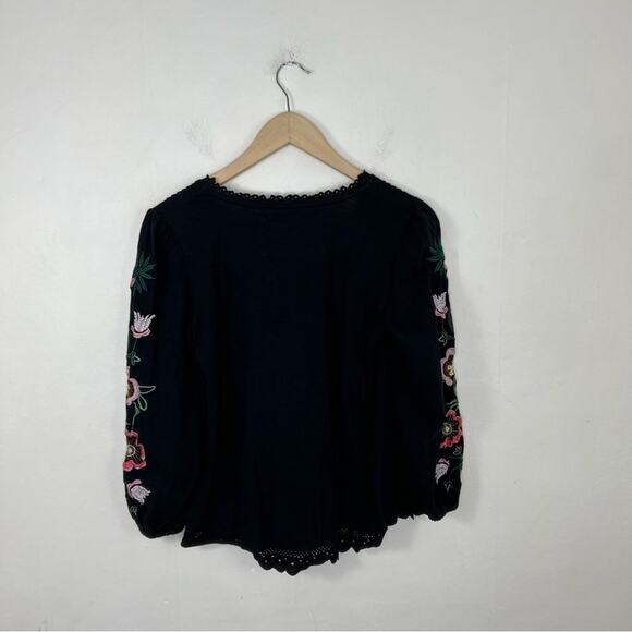 Anthropologie Boho Floral Helene Embroidered V-Neck Peasant Blouse Size XS - Picture 5 of 12